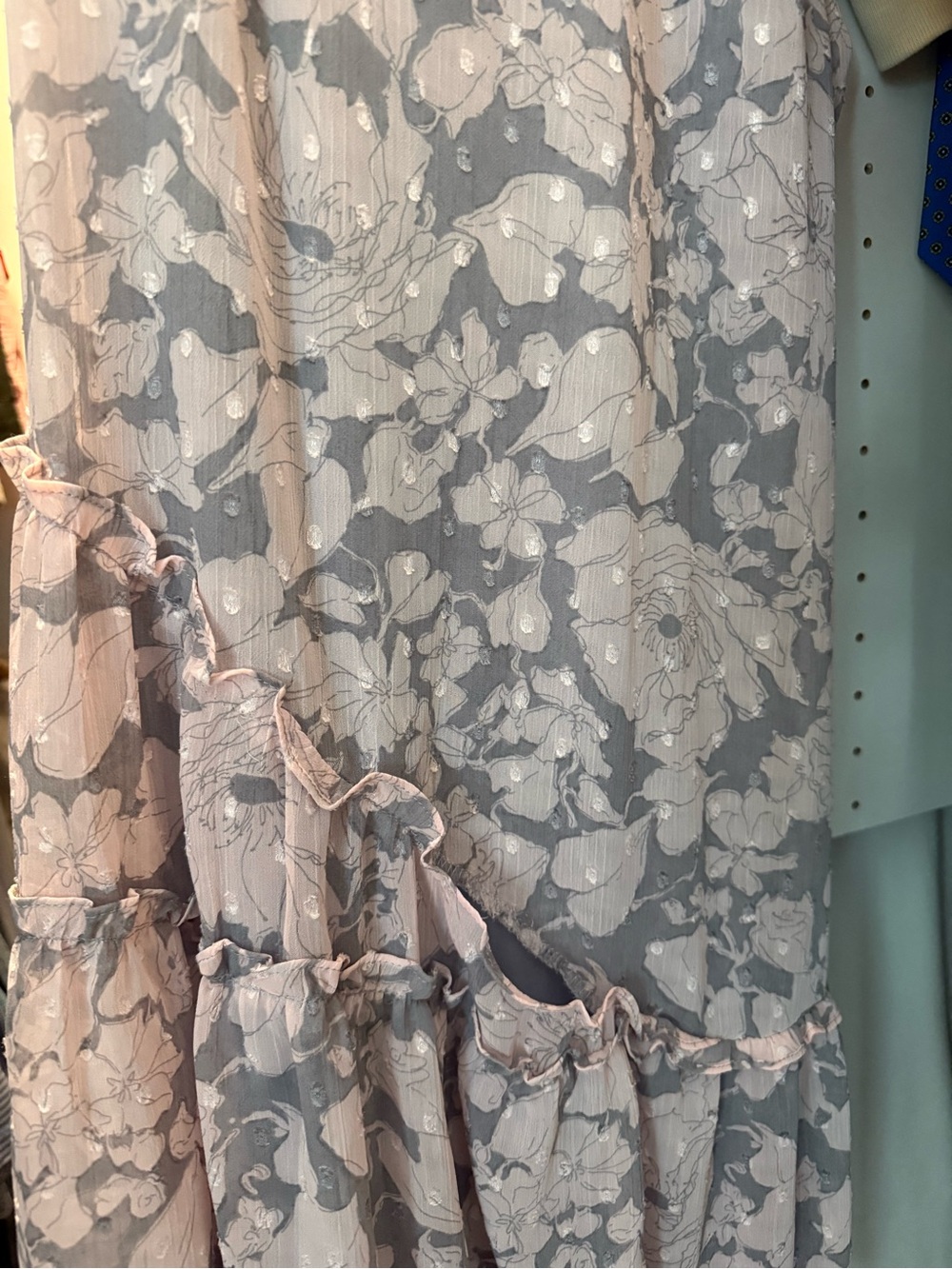 Lovestitch Grey Floral Chiffon Swiss Dot Maternity Maxi Dress - Picture 3 of 4